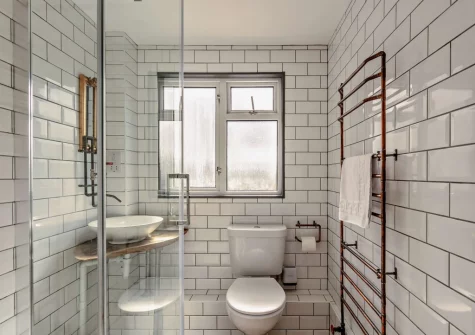 The shower room at Saddleback, Westward Ho!