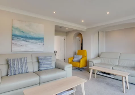 The living room at Sail Away, Brixham