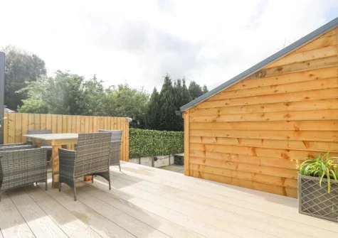 The decked patio & alfresco dining area at Sailors, Falmouth