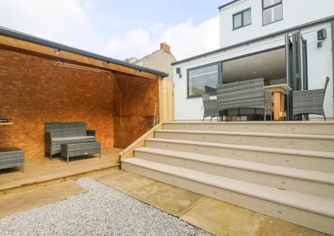 The decked patio, alfresco dining & outdoor sitting area at Sailors, Falmouth