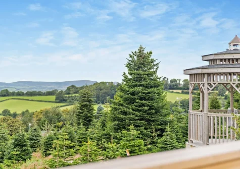 The fabulous far reaching countryside views from the decked patio & outdoor sitting area at Salcombe Lodge, Marldon