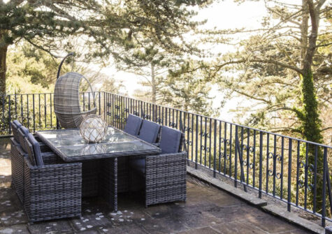 The second terrace & alfresco dining area at Salcombe Retreat, Salcombe