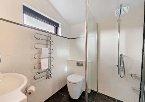 The barn wet room at Salterns River, Weare Giffard