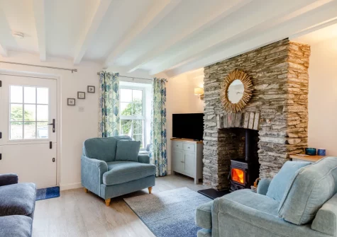 The living area at Samphire Cottage, Whitecross