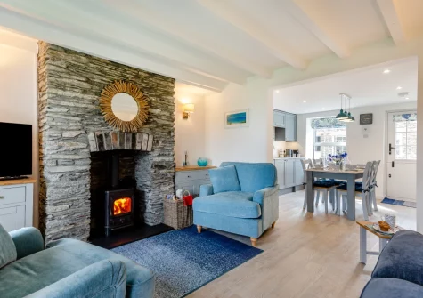 The living area at Samphire Cottage, Whitecross