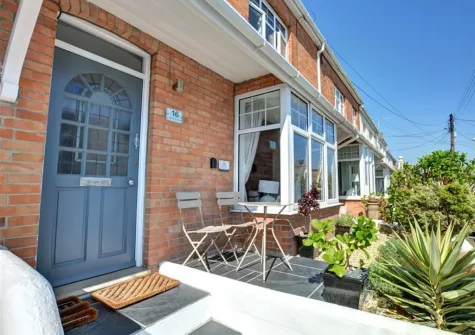 The front patio & outdoor sitting area at Samphire House, Padstow