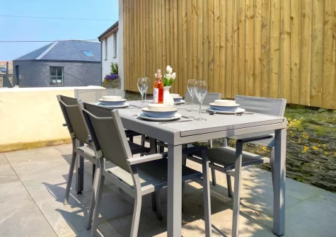 The enclosed patio & alfresco dining area at Samphire, Padstow