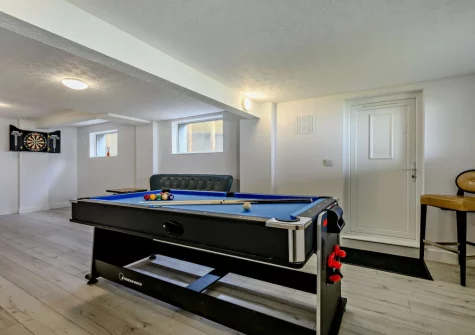 The basement games room at Sandpipers, Downderry