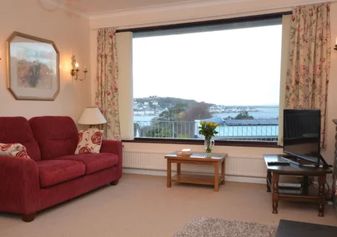 The living area at Sandy Bay Bungalow, Instow