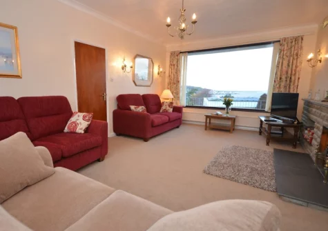 The living area at Sandy Bay Bungalow, Instow