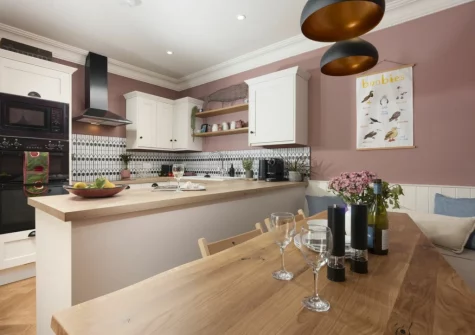 The kitchen & dining area at Sandy Boobies, St Ives