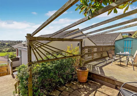 The decked terrace & summer room at Sandy Toes, Paignton