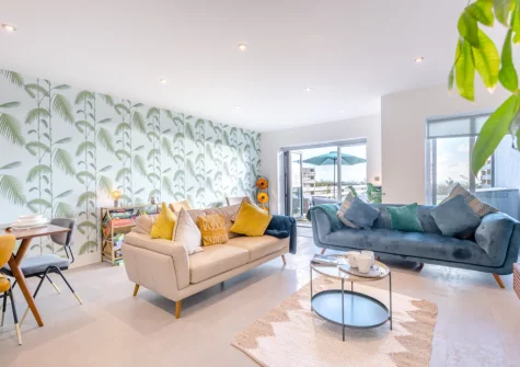 The living area at Sandy Toes, Stoke Fleming