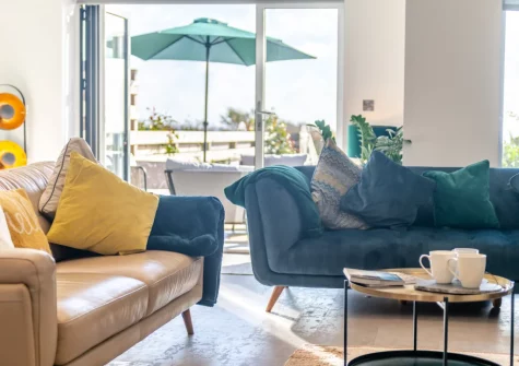 The living area at Sandy Toes, Stoke Fleming