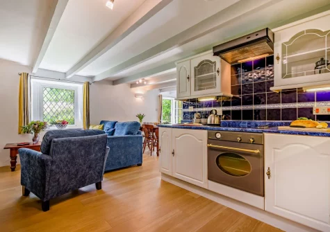 The living area & kitchen at Sarah's Cottage, Camelford
