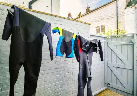 The enclosed rear yard, is perfect for storing beach equipment or surfboards, at Scallop Cottage, Porthleven