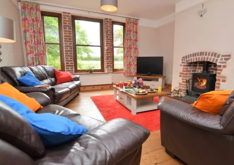 The living room at Scorsham Farm, Stratton