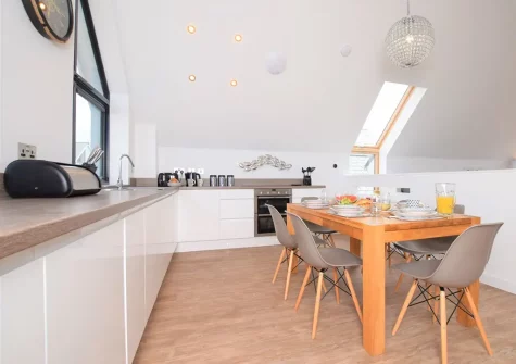 The kitchen & dining area at Sea Breeze, Westward Ho!