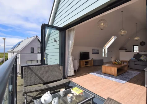 The balcony & outdoor sitting area at Sea Breeze, Westward Ho!