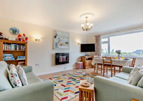 The living & dining area at Sea Escape, Widemouth Bay