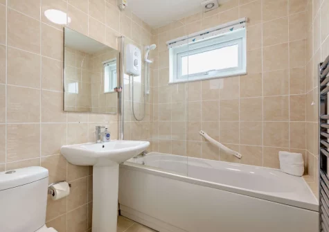 The bathroom at Sea Escape, Widemouth Bay