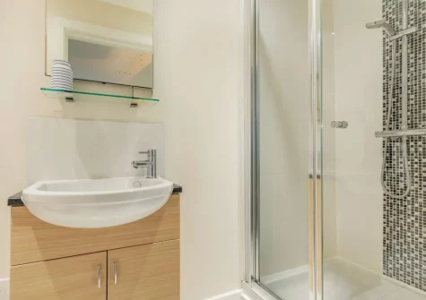 The shower room at Sea Esta, Westward Ho!