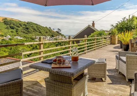 The decked patio, barbecue & alfresco dining area at Sea Glimpse, Seaton