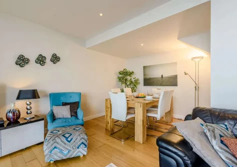 The living area at Sea Haven, Westward Ho!