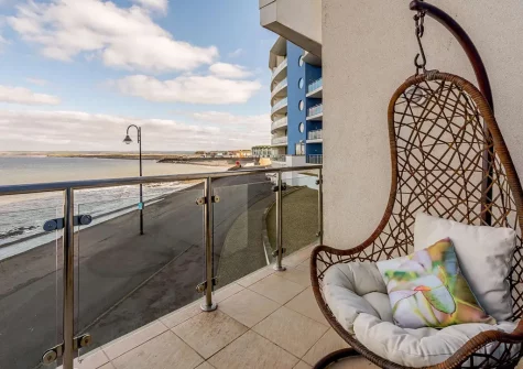 The balcony & outdoor sitting area at Sea Haven, Westward Ho!