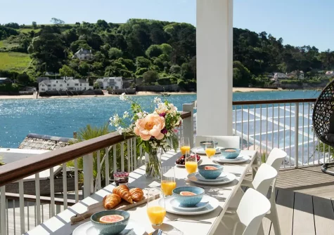 The balcony & alfresco dining area at Sea Over The Shore, Salcombe