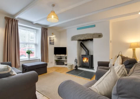The living room at Sea Salt Cottage, Porthleven