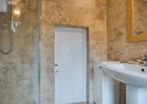 The shower room at Sea Salt Cottage, Porthleven