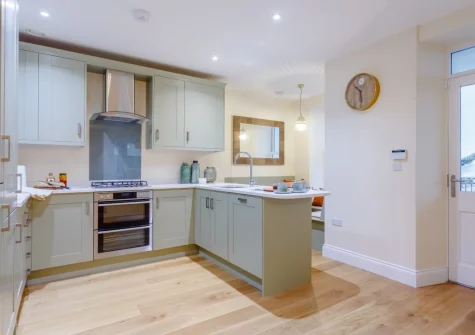 The kitchen at Sea Vista Apartment, Westward Ho!