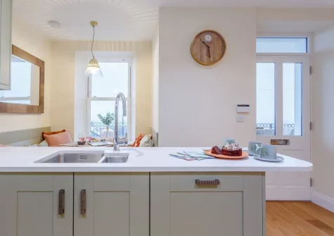 The kitchen at Sea Vista Apartment, Westward Ho!