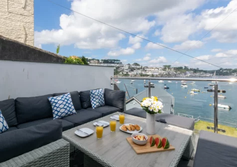 The terrace & outdoor sitting area at Seacroft, Polruan