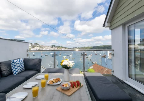 The terrace & outdoor sitting area at Seacroft, Polruan