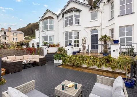 The decked patio & outdoor sitting area at Seadrift, Westward Ho!
