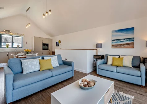 The living area at Seaglass, Westward Ho!