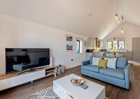 The living area at Seaglass, Westward Ho!
