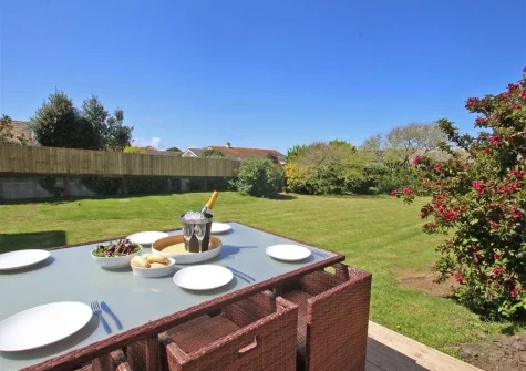 The patio, alfresco dining area & garden at Seagrass, Crantock