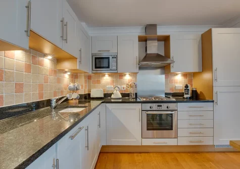 The kitchen at Seahorse Apartment, Porthleven