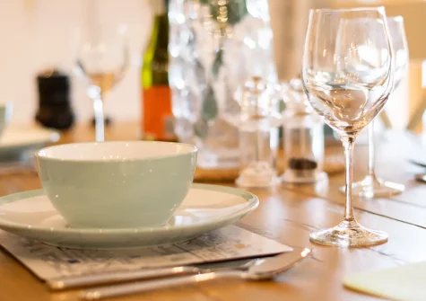 The dining area at Seahorse Apartment, Porthleven