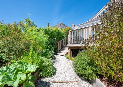 The fully enclosed garden at Seahorses, Fowey