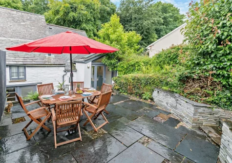 The patio & alfresco dining area at Seapink Cottage, Padstow
