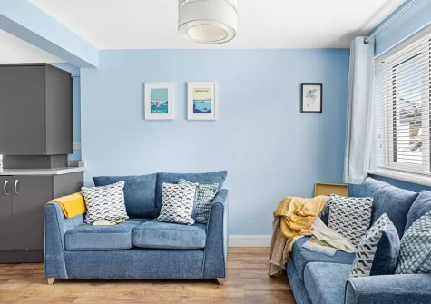 The living area at Seas The Day, Brixham