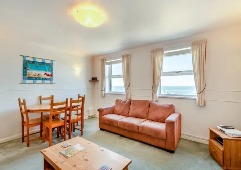 The living & dining area at Seascape, Porthleven