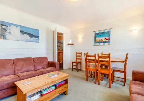 The living & dining area at Seascape, Porthleven