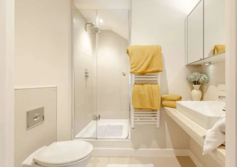 Bedroom #1 en-suite shower room at Seaside Apartment, Westward Ho!