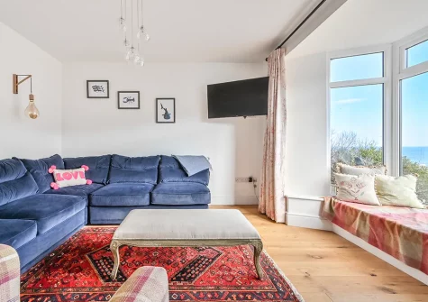 The living area at Seawind, Looe