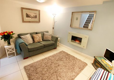 The living area at Serendipity, Fowey